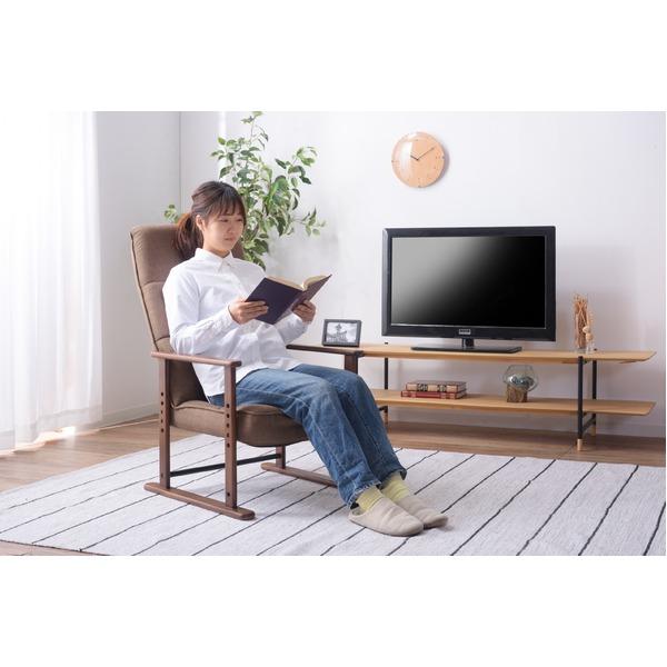 パーソナルチェア 高座椅子 幅56cm M ブラウン 木製 スチール リクライニング 肘付き 高さ調節 折りたたみ 組立品 リビング 業務用 まとめ買 まとめ買い 日用品_4