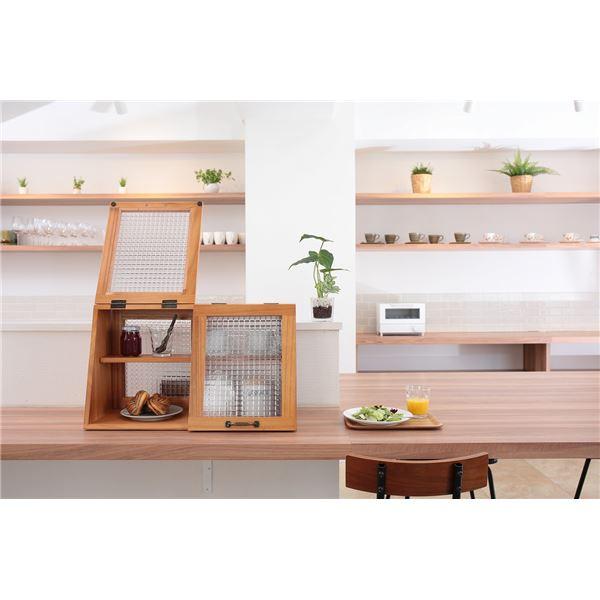 キッチン収納 キッチンラック 約幅60×高さ35cm ライトブラウン 軽量 木製 可動棚 扉付 木製 桐材 ショーケース 完成品 キッチン 業務用 ま まとめ買い 日用品_3
