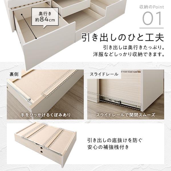〔お客様組立〕 収納 ベッド ダブル フレームのみ ホワイト ABB 引き出し ヘッドレス 日本製 業務用 まとめ買い ポイント消化 日用品_5