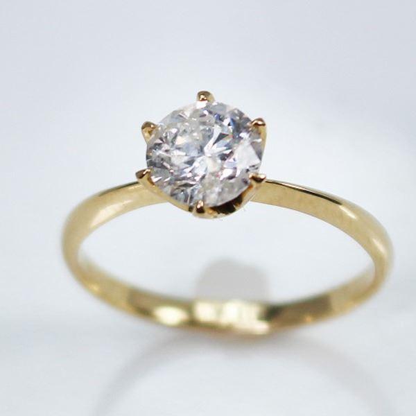 K18イエローゴールド 1.0ct一粒ダイヤリング 指輪 (鑑別書付き） 21号