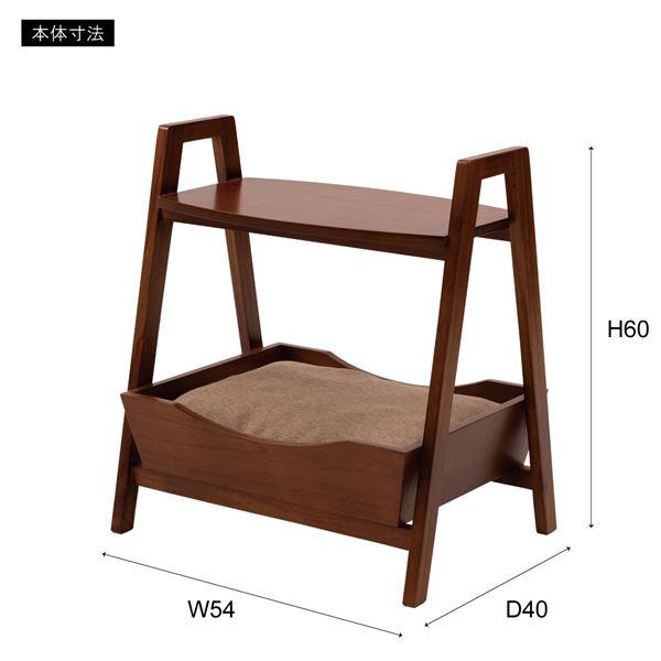 ペット サイドテーブル 約幅54cm ブラウン 天然木 クッション付き ペットベッド ペットソファ ペット用品 インテリア家具 完成品 まとめ買い 爆 ポイント消化_4