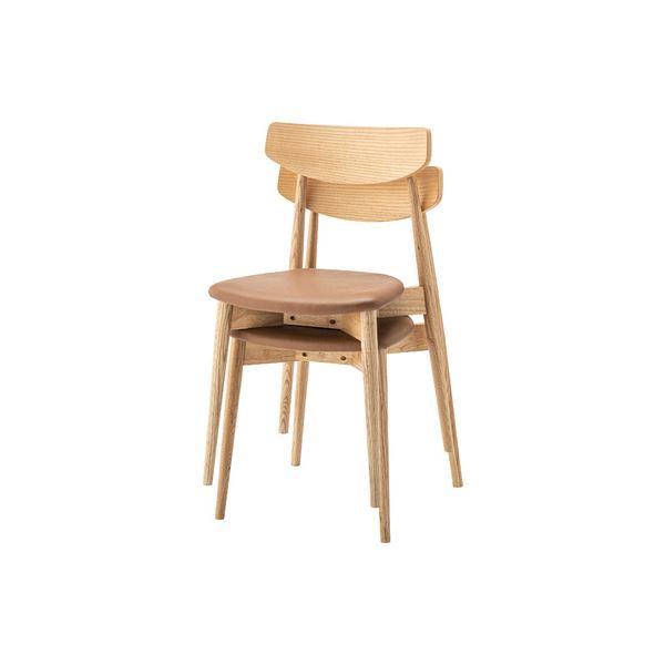 (まとめ) ダイニングチェア ナチュラル スタッキング可 完成品 〔×2セット〕 業務用 まとめ買い ポイント消化 日用品_3