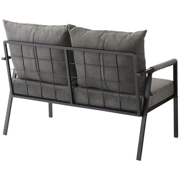 ソファ 約幅114cm 2人掛け グレー 肘掛け アーム付き スチール