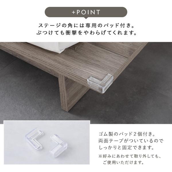 ローベッド 棚付 ステージタイプ クイーン 幅180cm 国産ポケットコイルマットレス付 レギュラー グレージュ ステージベッド爆買_11