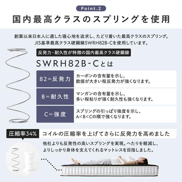 ローベッド 棚付 ステージタイプ クイーン 幅180cm 国産ポケットコイルマットレス付 ハード ナチュラル ステージベッド爆買_18