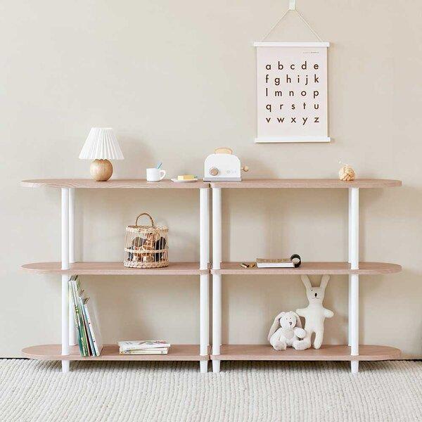 ROOM\u0026HOMEデイリラウンドハーフ棚 3段 約幅80cm オーク×ホワイト 組立品 業務用 まとめ買い 爆買の画像