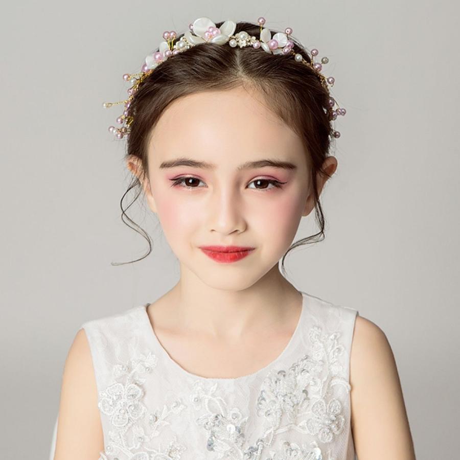 子供髪飾り 発表会 ヘアアクセサリ 子供ドレス 真珠 ヘッドドレス キッズ パール カチューシャ  花 発表会 結婚式 七五三 ピアノ フラワーガール ポイント利用 | RerCu | 02