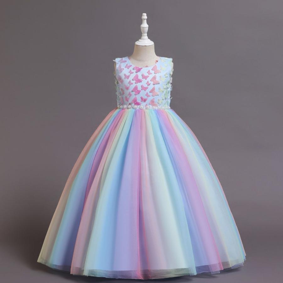 フォーマルドレス　ドレス　7歳8歳9歳　ブルー　ピンク RerCu 発表会ドレス ピアノ 結婚式 子どもドレス キッズ ピンク ブルー