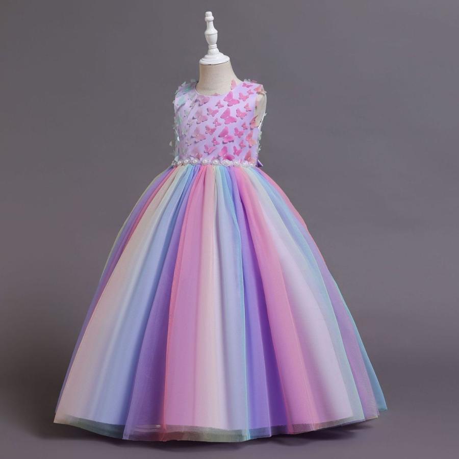 フォーマルドレス　ドレス　7歳8歳9歳　ブルー　ピンク RerCu 発表会ドレス ピアノ 結婚式 子どもドレス キッズ ピンク ブルー