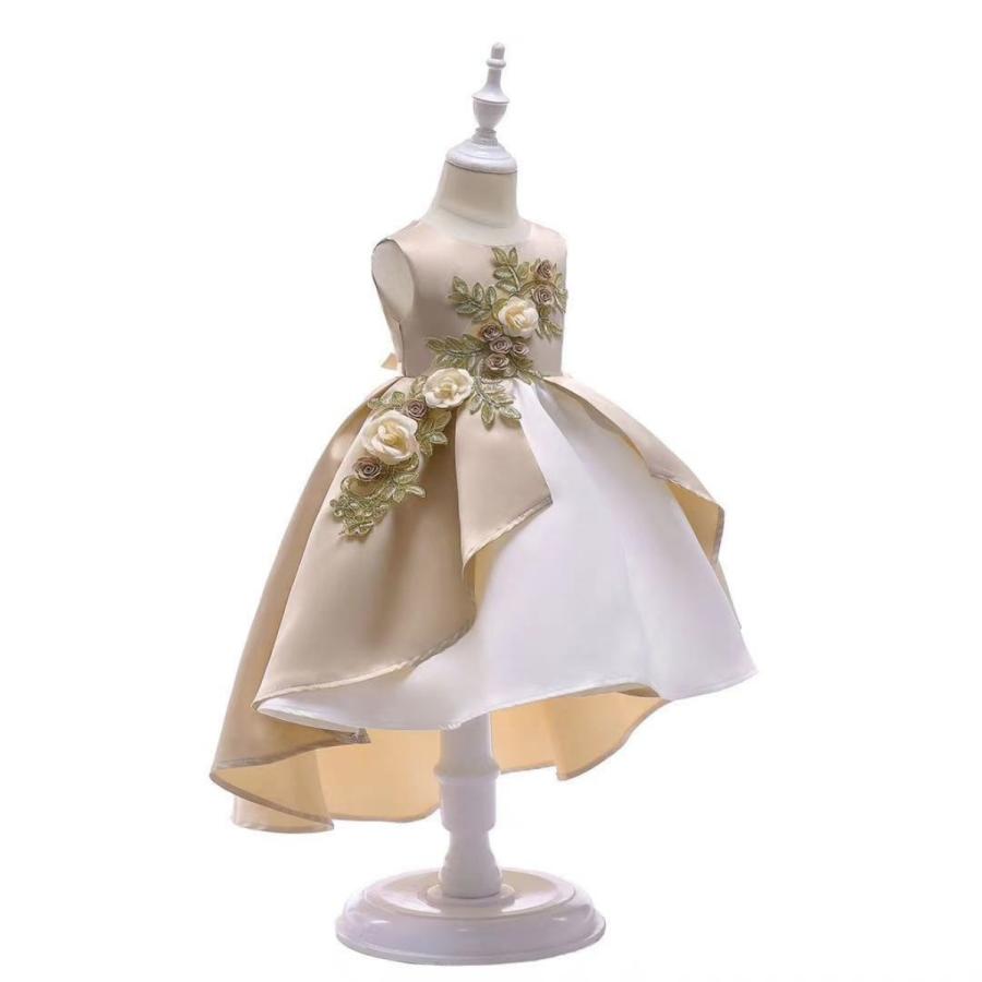 おまとめキッズドレス紺リボン＆シャンパンベージュ RerCu 子供ドレス ドレス 子供 発表会 結婚式 赤 シャンパン