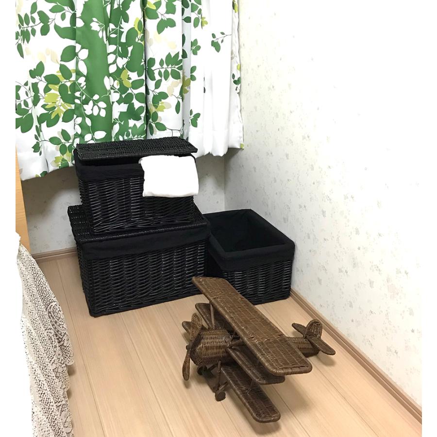 かご 即納可カゴ バスケット 収納 黒 大小セット モノトーン