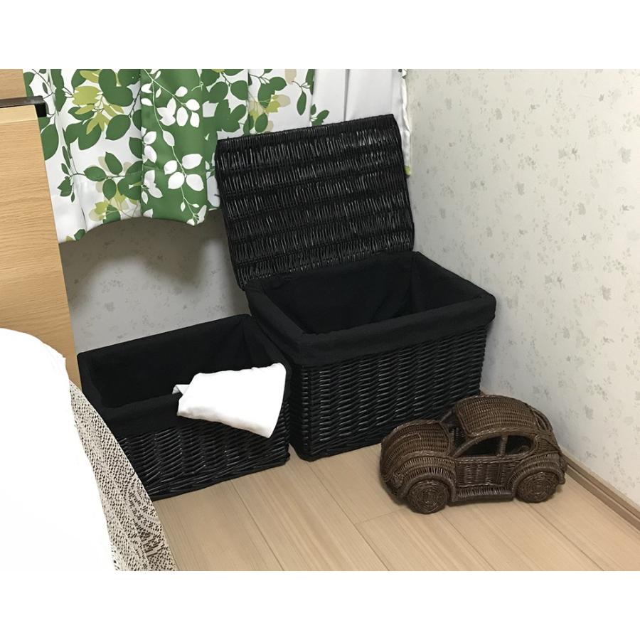 かご 即納可カゴ バスケット 収納 黒 大小セット モノトーン