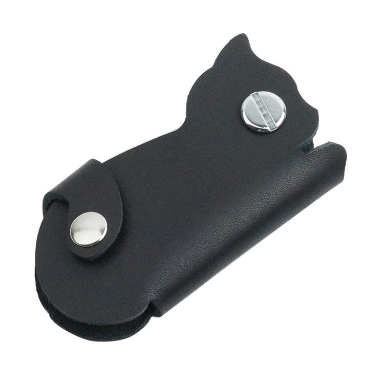 黒猫 キーケース シャックル式 工具不要 薄型 キャット アニマル