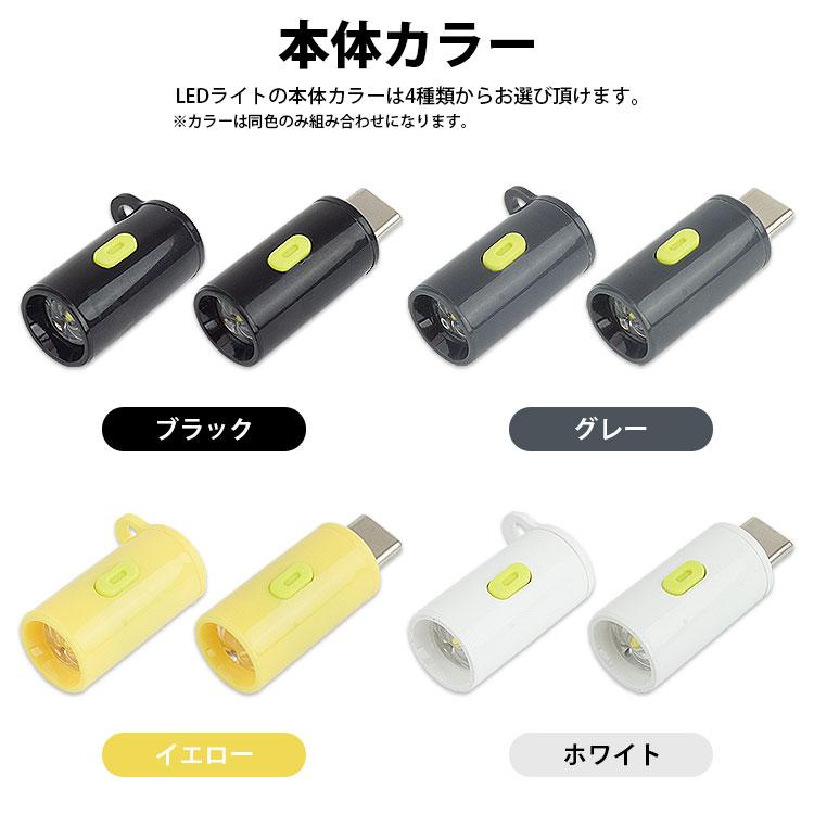 超小型 LEDライト 給電式 2個セット Type-C オス メス 懐中電灯 約210