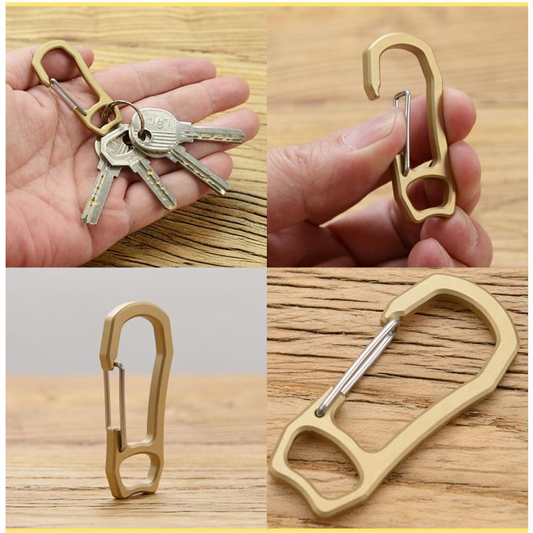 カラビナ 真鍮製 キーホルダー 鍵 カギ 小型 軽量 アウトドア キャンプ