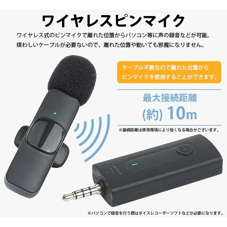 ワイヤレス ピンマイク 3.5mm 無指向性 全指向性 ノイズリダクション
