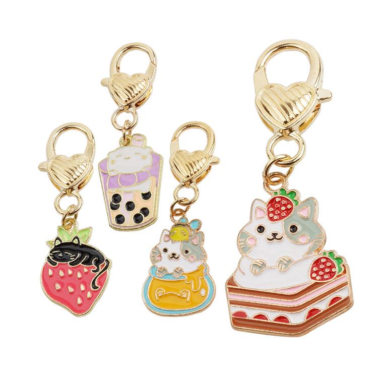 4個セット 各種1個入 キーホルダー 猫 チャーム スイーツ かわいい