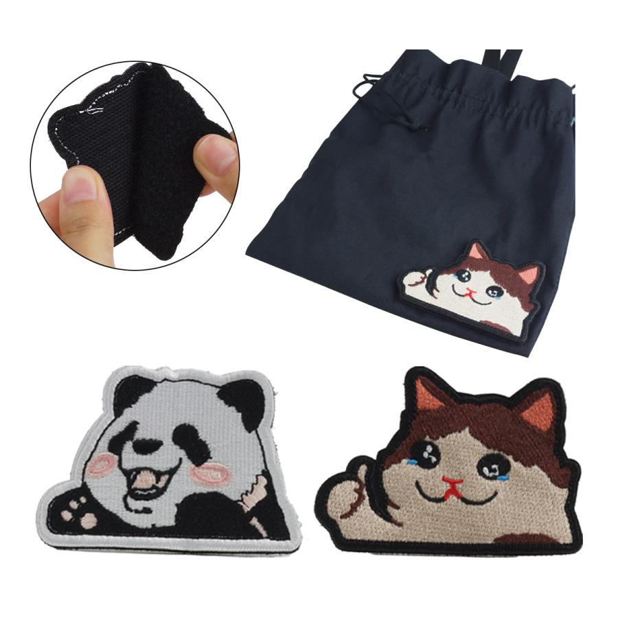 選べる 2個セット 刺繍ワッペン アップリケ 猫 キャット パンダ