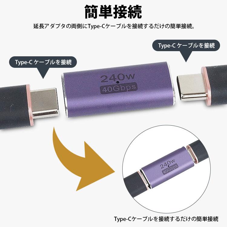 USB Type C メス メス 中継アダプタ　40Gbps USB USB4 タイプC 中継アダプタ タイプC(メス)-タイプC(メス) USB4