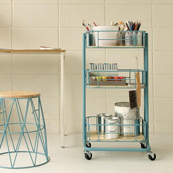 U.S. ヴィンテージ キッチン ワゴン トローリー シェルフ 化粧板