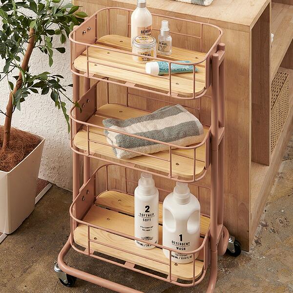 キッチンワゴン キャスター付き 隙間収納 スリムトローリー スチール