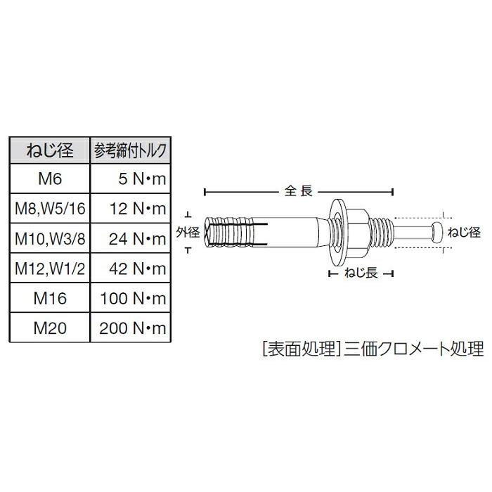 ユニカ(株)　スチール　ルーティアンカーC-1050(三価クロメート処理)400本セット　ドリルサービス