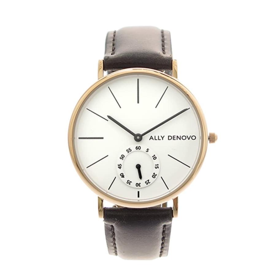 から厳選した 腕時計 アリーデノヴォ メンズ&レディース ダークブラウン ホワイト DENOVO ALLY 腕時計