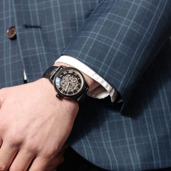 アーンショウ 腕時計 メンズ EARNSHAW 自動巻き アナログ表示 レザー EARNSHAW アーンショウ 自動巻き レザー アナログ表示