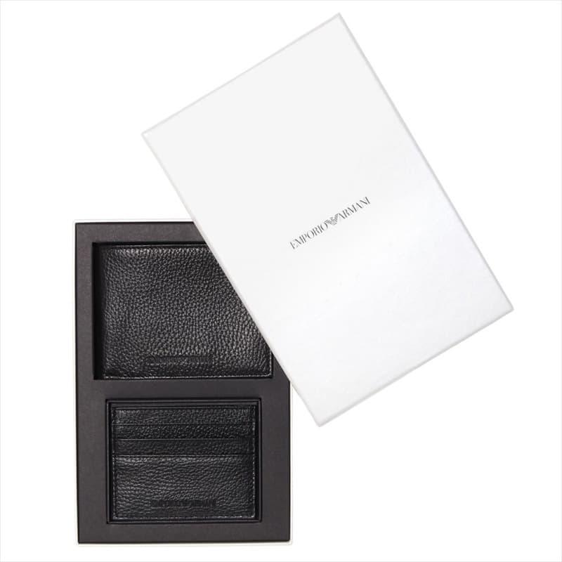 エンポリオアルマーニ 二つ折り財布カードケースセット ギフトボックス ギフトセット メンズ EMPORIO ARMANI レザー ロゴ シンプル ブラック｜vol8｜07