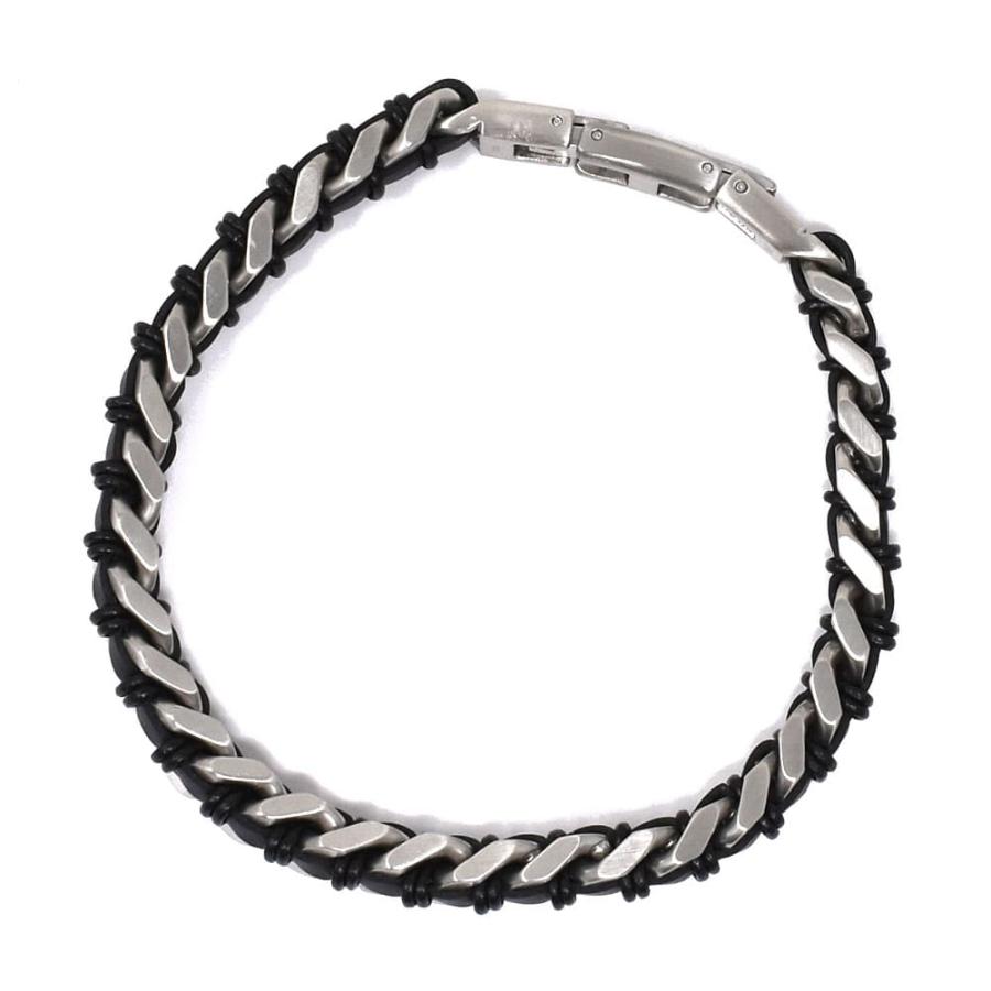 エンポリオアルマーニ*お洒落バングル/アクセサリー*シルバー　ラバー黒*メンズ EMPORIO ARMANI ブレスレット エンポリオ・アルマーニ