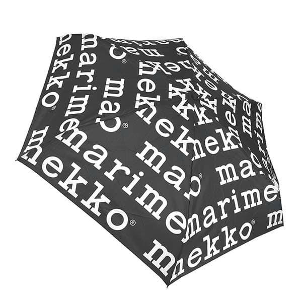 マリメッコ 折りたたみ傘 折り畳み傘 雨傘 レディース&メンズ MARILOGO MINI MANUAL UMBRELLA marimekko ロゴパターン柄 BK/WT｜vol8｜02