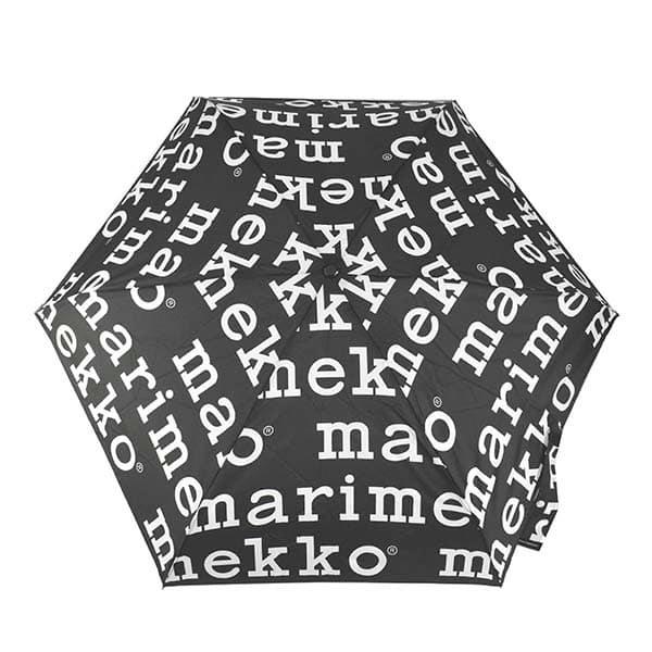 マリメッコ 折りたたみ傘 折り畳み傘 雨傘 レディース&メンズ MARILOGO MINI MANUAL UMBRELLA marimekko ロゴパターン柄 BK/WT｜vol8｜03