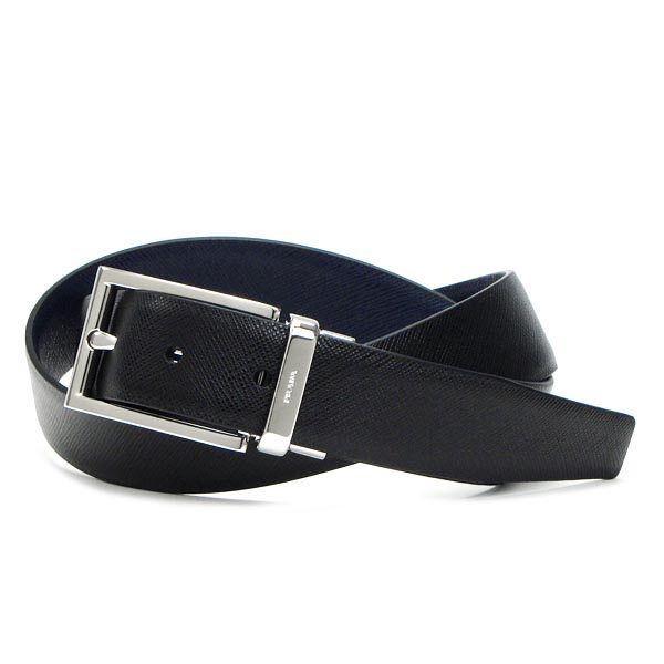 プラダ ベルト メンズ Prada リバーシブル 105サイズ ブラック ダークネイビー Supersport Tn