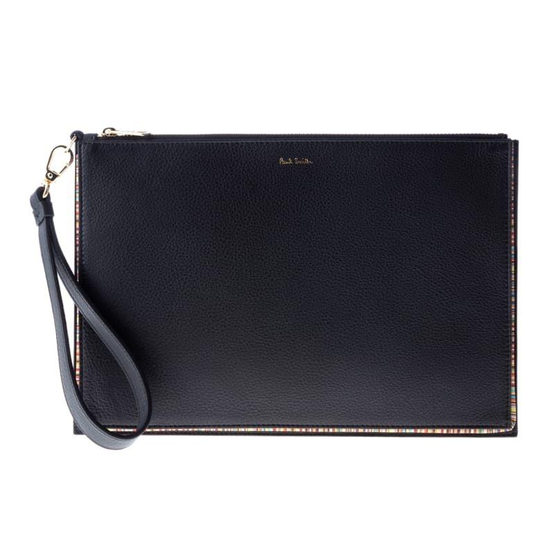 いちばん安い ポールスミス クラッチバッグ メンズ Paulsmith レザー 無地 ストライプ柄 Black 日本 セール Www Superavila Com