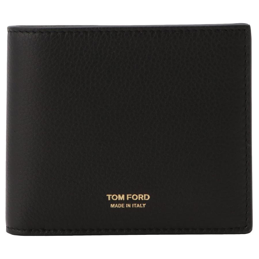 トムフォード 二つ折り財布 ミニ財布 メンズ T LINE CLASSIC BIFOLD WALLET TOM FORD レザー ロゴ シンプル ブラック/ゴールド｜vol8｜04
