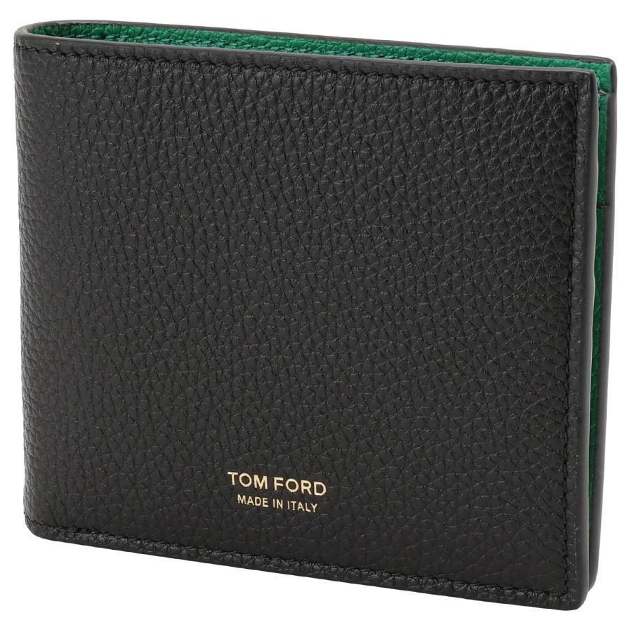 トムフォード 二つ折り財布 ミニ財布 メンズ TOM FORD レザー ロゴ バイカラー ブラック/ミントグリーン/ゴールド｜vol8｜05