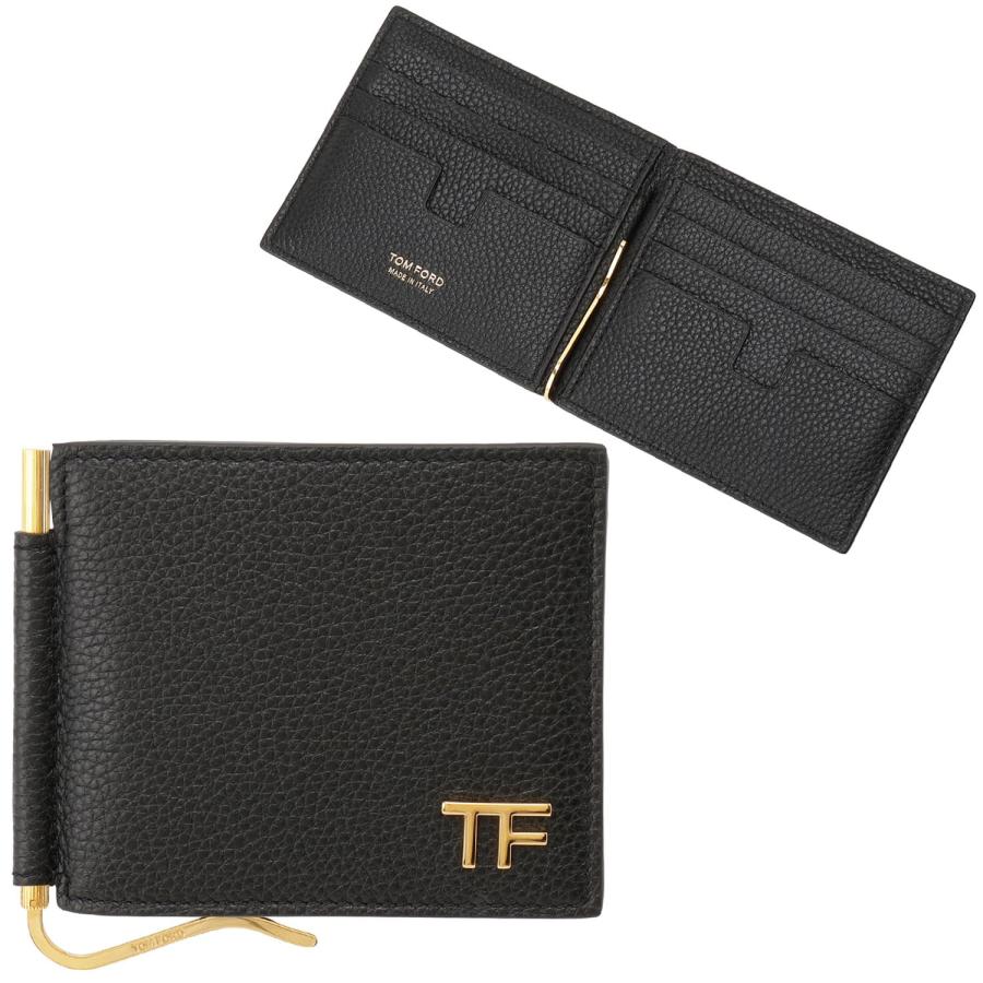 TOM FORD ブラック レザー マネークリップブラック×ゴールド