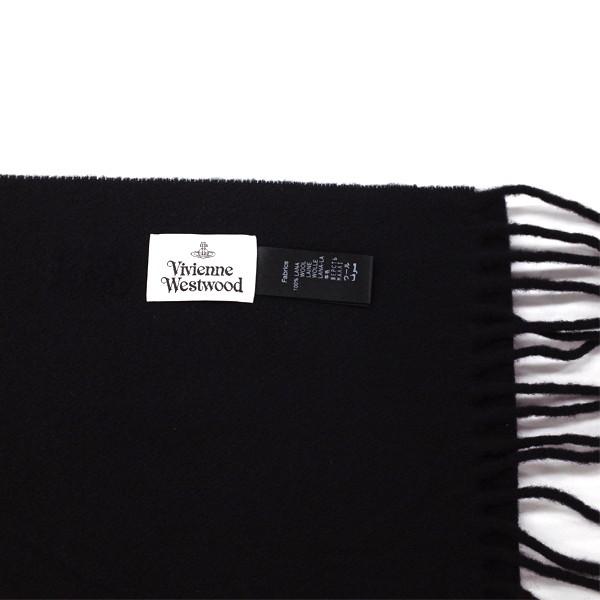 【新品】ヴィヴィアンウエストウッド　マフラー　黒　刺繍　ウール100% フリンジ Vivienne Westwood (ヴィヴィアン・ウエストウッド) ウール100