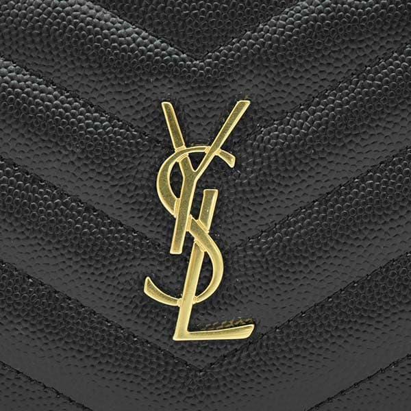 サンローラン 二つ折り財布 パスケース 定期入れ レディース YSL CREDIT CARD HOLD SAINT LAURENT レザー ロゴ ステッチ柄 BK｜vol8｜05