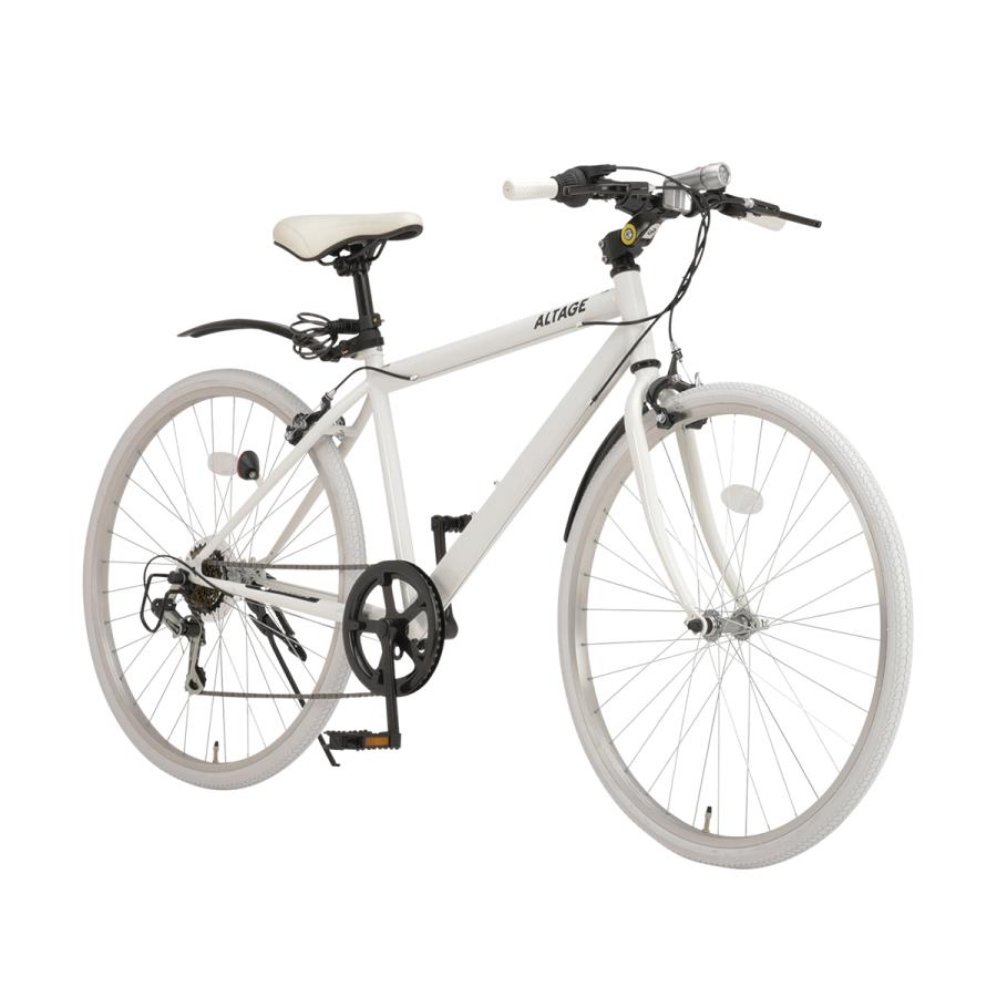 クロスバイク 自転車 26インチ 泥除け LEDライト カギ 可変ステム装備  