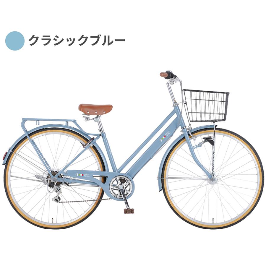 自転車 27インチ 完成品 おしゃれ シティサイクル Welby 6段変速 LED ...