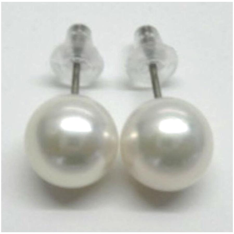花珠級 アコヤ真珠 8.0-8.5mm ホワイト系 ピアス 純チタン 金具変更
