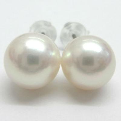 花珠級 アコヤ真珠 8.0-8.5mm ピンク系 ピアス 純チタン 金具変更可能