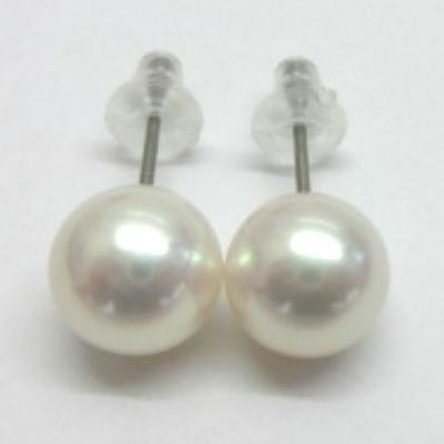 花珠級 アコヤ真珠 8.0-8.5mm ピンク系 ピアス 純チタン 金具変更可能