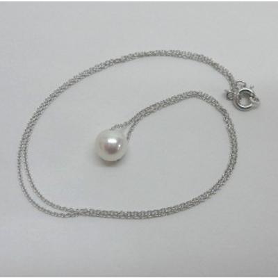 アコヤ真珠 7.0-7.5mm SV スルーネックレス 40cm あずきチェーン