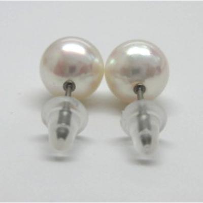 花珠級 アコヤ真珠 8.5-9.0mm ピンク系 ピアス 純チタン 金具変更可能 