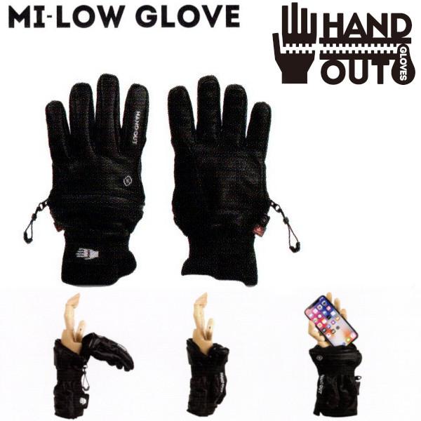 2324 HAND OUT GLOVES ハンド アウト グローブ MI LOW GLOVE ブラック レザー グローブ スノーボード