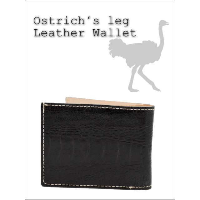 財布 二つ折り メンズ レディース オーストレッグ ダチョウの足の革 ウォレット 二つ折財布