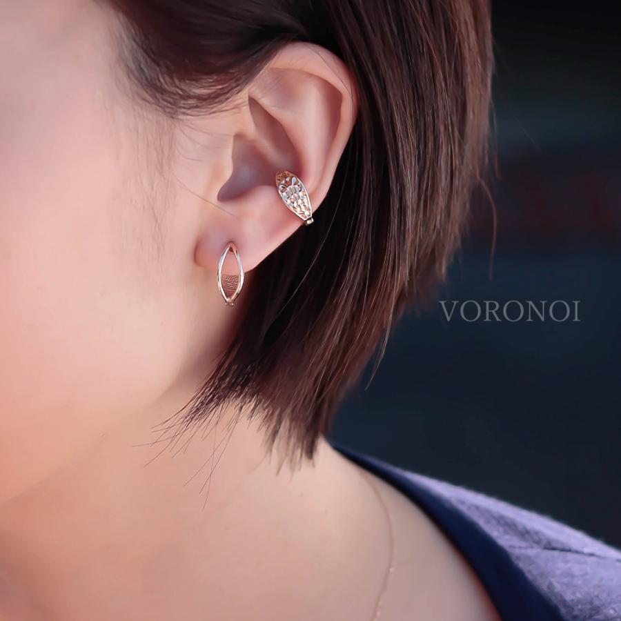 K10 2way イヤリング フープ イヤーカフ 両耳用 シンプル 男女兼用 レディース メンズ プレゼント ギフト ゴールド gold VORONOI ボロノイ 特許 簡単脱着_4