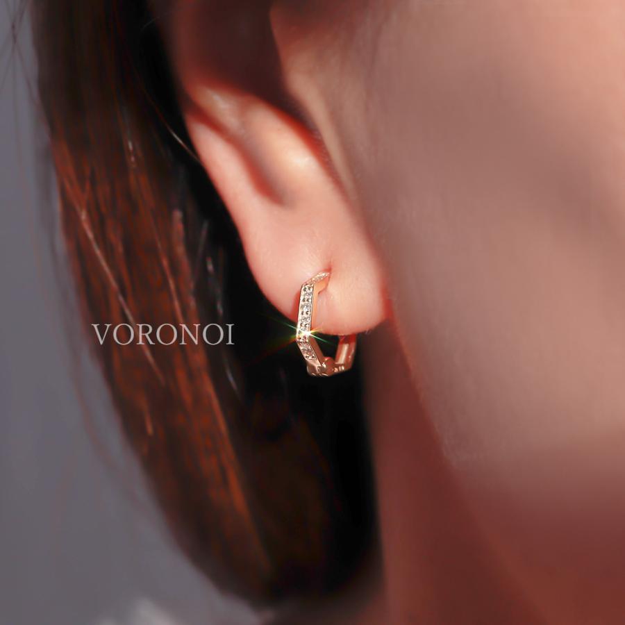 K10 2way ダイヤモンド イヤリング イヤーカフ 両耳用 シンプル